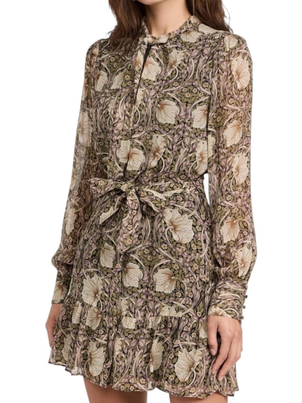 Morris Co x Paige Dress Womens Small Floral Silk Puff Sleeve Romantic